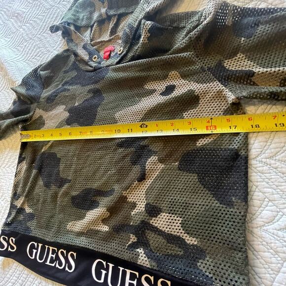 Guess Los Angeles Army Camo Mesh Cropped Y2K Street Style Long Sleeve Hoodie Med - Picture 4 of 8